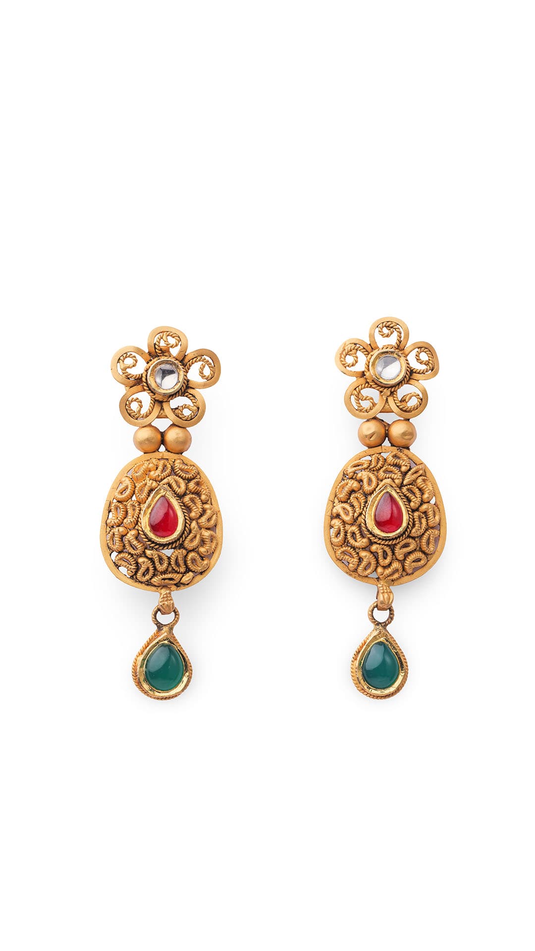 Antique Floral Gold Earrings